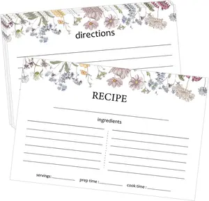 50 Pieces 4X6 Recipe Cards for Wildflower Bridal Shower Weeding Housewarming Kitchen Christmas Gifts White Lined Index Cards Blank Cardstock Paper Double Sided Menu Cards sunepany