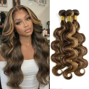 Highlight Hair Bundles Human Virgin Hair Straight Body Deep Wave 12"-30" Double Weft Super Silky Budget Friendly 12A