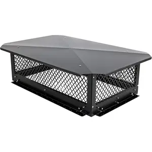 Cxforste Chimney Cap, 17" X 29" Chimney Cover, Black Chimney Caps for Outside, Roof Chimney Cover Rain Caps, Fireplace Chimney Caps for Outside,Adjustable Bottom Galvanized Steel Vent Cap