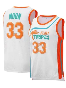 Plus Size Mens Basketball Jersey #33 Jackie Moon Flint Tropics 90s Movie Shirts