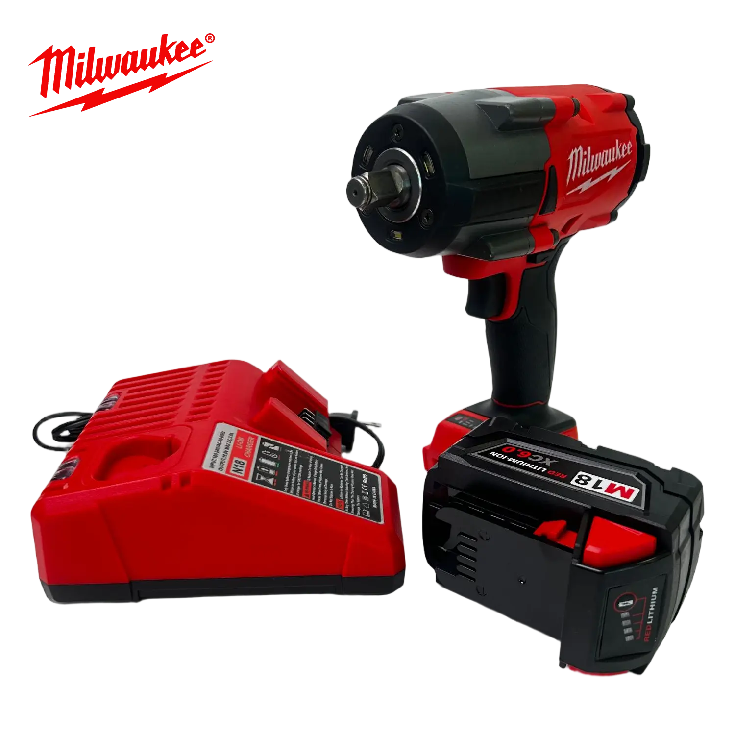 Milwaukee M18 900Nm High-Torque Impact Wrench with 1/2 Inch Friction Ring for Heavy Truck Repair and Industrial Maintenance, Cordless Wrench Featuring 4-Mode Drive Control and Auto-Shutoff for Overtorque Prevention