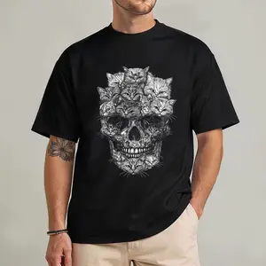 Cat Skull Kitty Skeleton Halloween Graphic Tee, Unisex Gildan Cotton Shirt, Funny Spooky Cat Lover Shirt, Gothic Aesthetic Halloween Outfit, Cute Dark Humor Tee, Trending TikTok Fall Shirt, Casual Streetwear Gift Idea