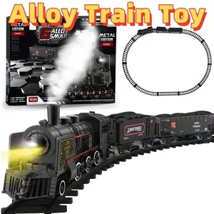 Classic Metal Steam Train Toy Car, Simulation Lighting & Sound, 2 Metal Cars, Boy Toys, Educational Gift for Kids, Battery Operated, Alloy