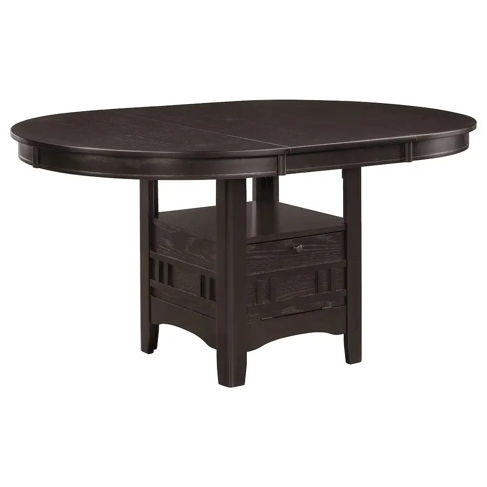 Lavon Eclectic Oval Indoor Dining Table - 60-in with 18-in Extension Leaf, Table Base, Black Leatherette Cushions, Espresso Finish for Dining Room, Dining Tables