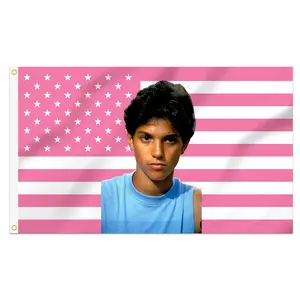 3x5 Foot Decorative Ralph Macchio Flag with 2 Brass Grommets for Indoor Outdoor, Double Stitched Wall Hanging Tapestry Room Decor College Dorm Decorations (Pink, 3x5 ft)