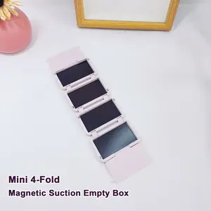 Mini Four-Fold Magnetic Makeup Organizer, Multi-Layer Eyeshadow Storage Box, Portable Travel Case, Compact and Convenient