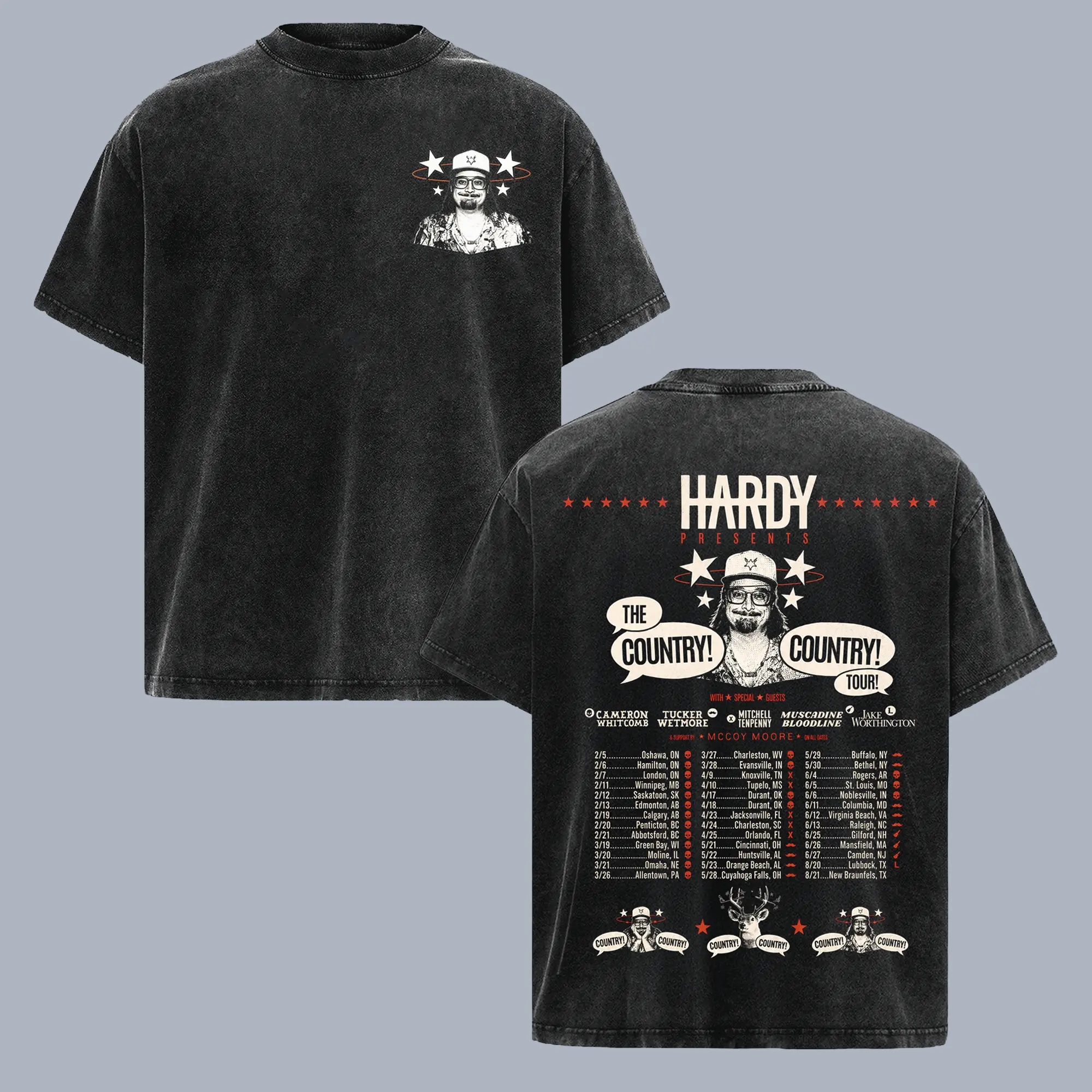 HARDY The Country Country Tour Vintage Washed T Shirt, Country Music Concert Tee, Double Sided Tour Dates Graphic Shirt, Western Cowboy Nashville Apparel, Oversized Heavyweight Unisex Country Fan Gift, Retro Southern Music Merch Tee