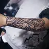 Men's Fake Tattoo Sleeve 6 Sheets/Set Assorted Temporary Tattoos Multi-Pack - 1 Mexican Font Patterned Body Art Overlay, 5 Random Styles, 7-15 Days Long-Lasting, All Skin Compatible Arm Stickers for Adults