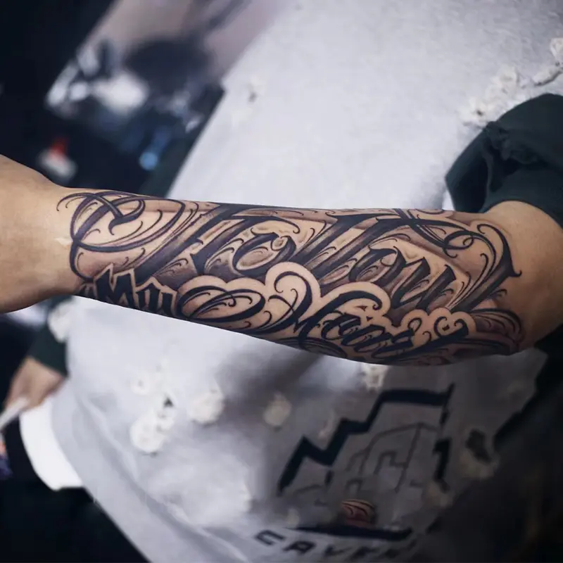 6 Sheets Large Temporary Tattoos for Men Fake Tattoos with 1 Mexican Style Font Element & 5 Random Styles Lasting 7-15 Days Long Lasting Temporary Tattoo Arm Herbal Tattoo Stickers Tatuajes Temporales Realistic Temporary Tattoos