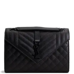 Pre-owned Saint laurent Grain de Poudre Triquilt Leather Crossbody Bags Grain de Poudre Triquilt Medium Envelope Bag