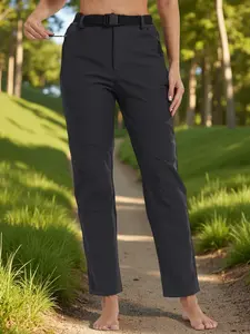 Women's Waterproof Softshell Fleece Outdoor Hiking Pants, Windproof Warm Long Trousers for All Seasons, Casual Plain Design