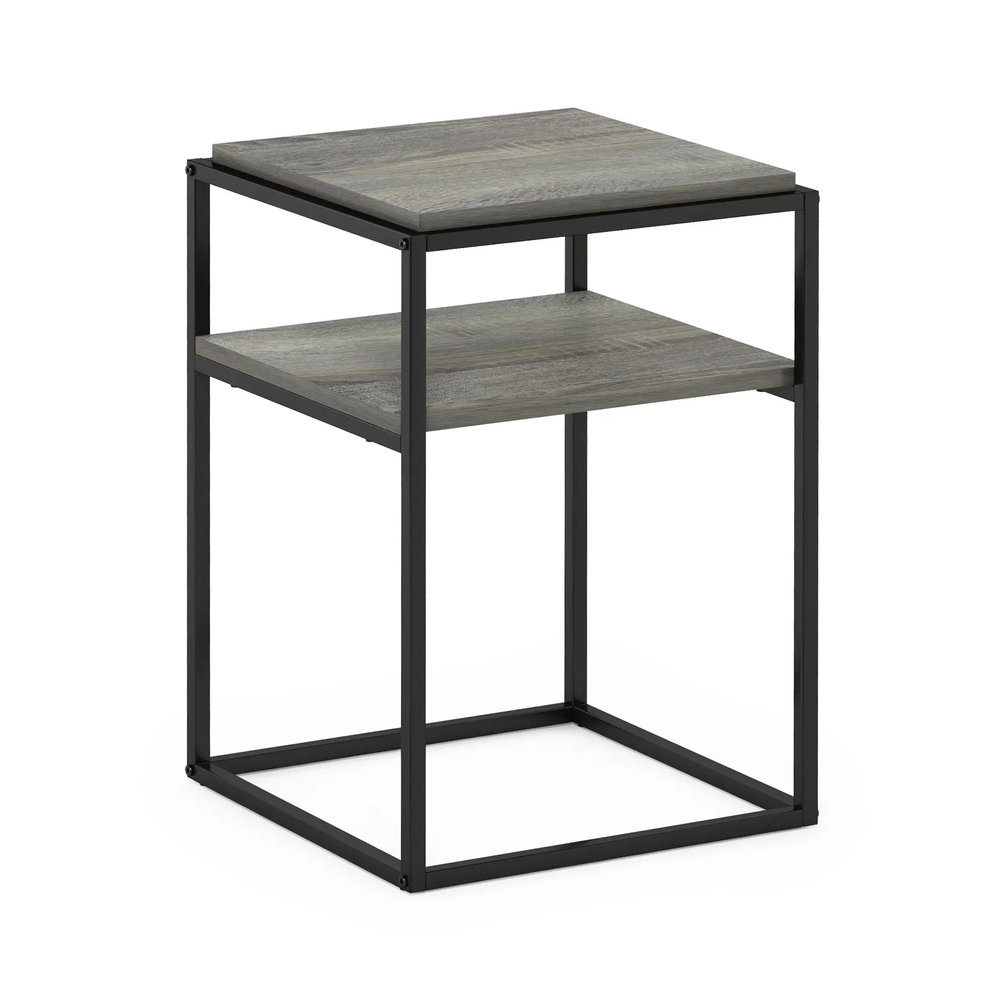 Moretti Modern Lifestyle Stackable Shelf Side Table - Low-Toxic End Tables, French Oak Grey, 2-Tier Storage, Ideal for Bedroom, Living Room
