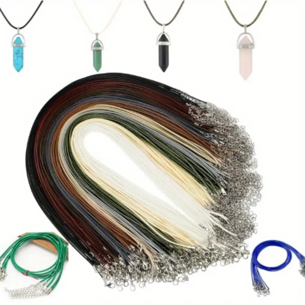 120 Pieces 20 Inch Waxed Leather Necklace Cord Bulk with Clasp Colorful Necklace Bracelet Chains String Rope Cord for Jewelry Making Pendants Charms(Earth Tone) summerwins
