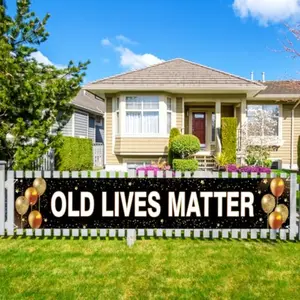2D Flat Banner 1pc, Large Old Lives Matter Birthday Banner, 40th 50th 60th 70th 80th 90th Birthday Yard Sign, Funny Party Decoration, Outdoor Banners