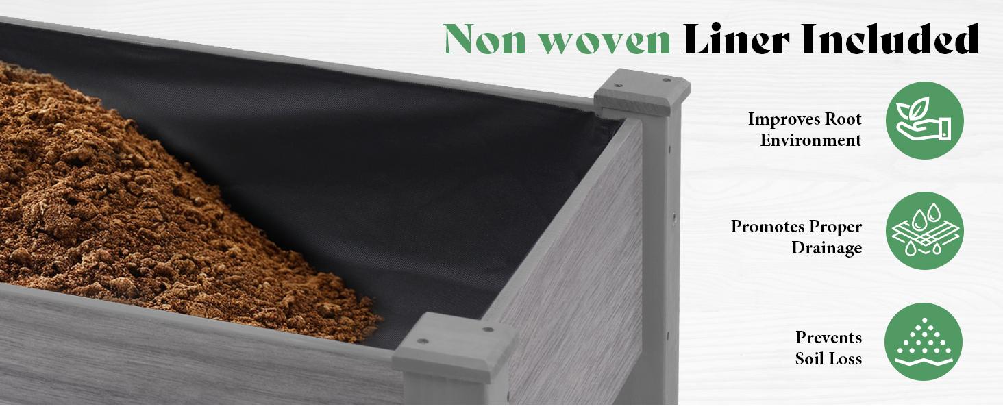 Amerlife Elevated Wood Planter Box with Legs, Raised Garden Bed with Bed Liner, Divider & Drainage System, Outdoor Planters for Backyard, Patio – Mother’s Day Gift, Elevated Planting Boxes,summervibes