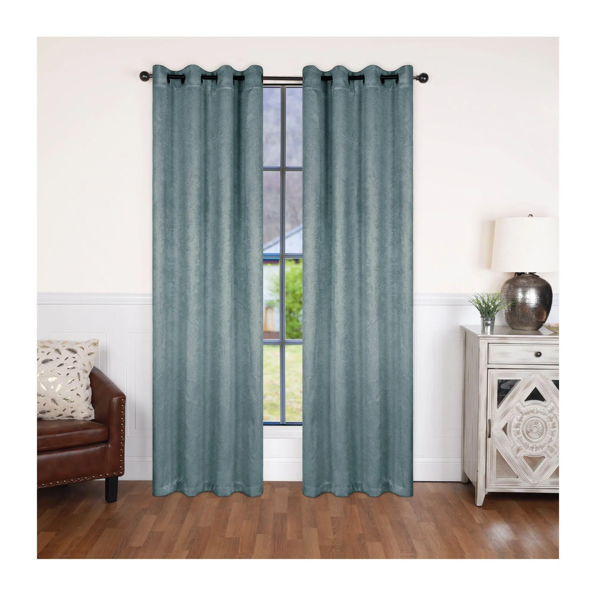 Superior Modern Geometric Waves Blackout Curtain Set, 52X120