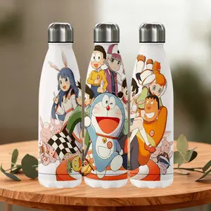 1pc 18oz thermos cup, Cartoon Doraemon stainless steel thermos cup, water bottle, portable straw cup, outdoor cup, accompanying cup, coffee cup, cup set-Christmas Valentine's Day gift (straw in the cup) , suitable for gift giving