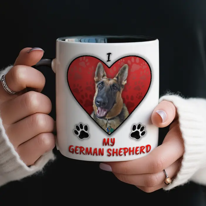 Get Your Own Personalized 'I Love My Dog' Mug - Featuring Your German Shepherd's Name and Picture! - Perfect gift