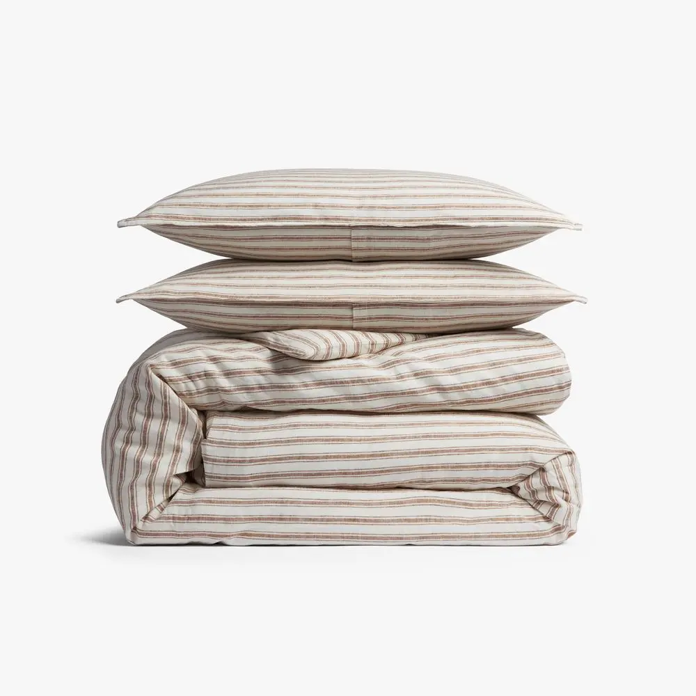 Relaxed Linen Stripe Duvet Cover & Sham Set - Parachute