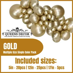 Metallic Gold Balloons Packs multiple sizes 5", 12", 17", and more base on selected package