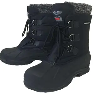 Men's Winter Boots Waterproof Nylon 9" Black Insulated Snow Boots