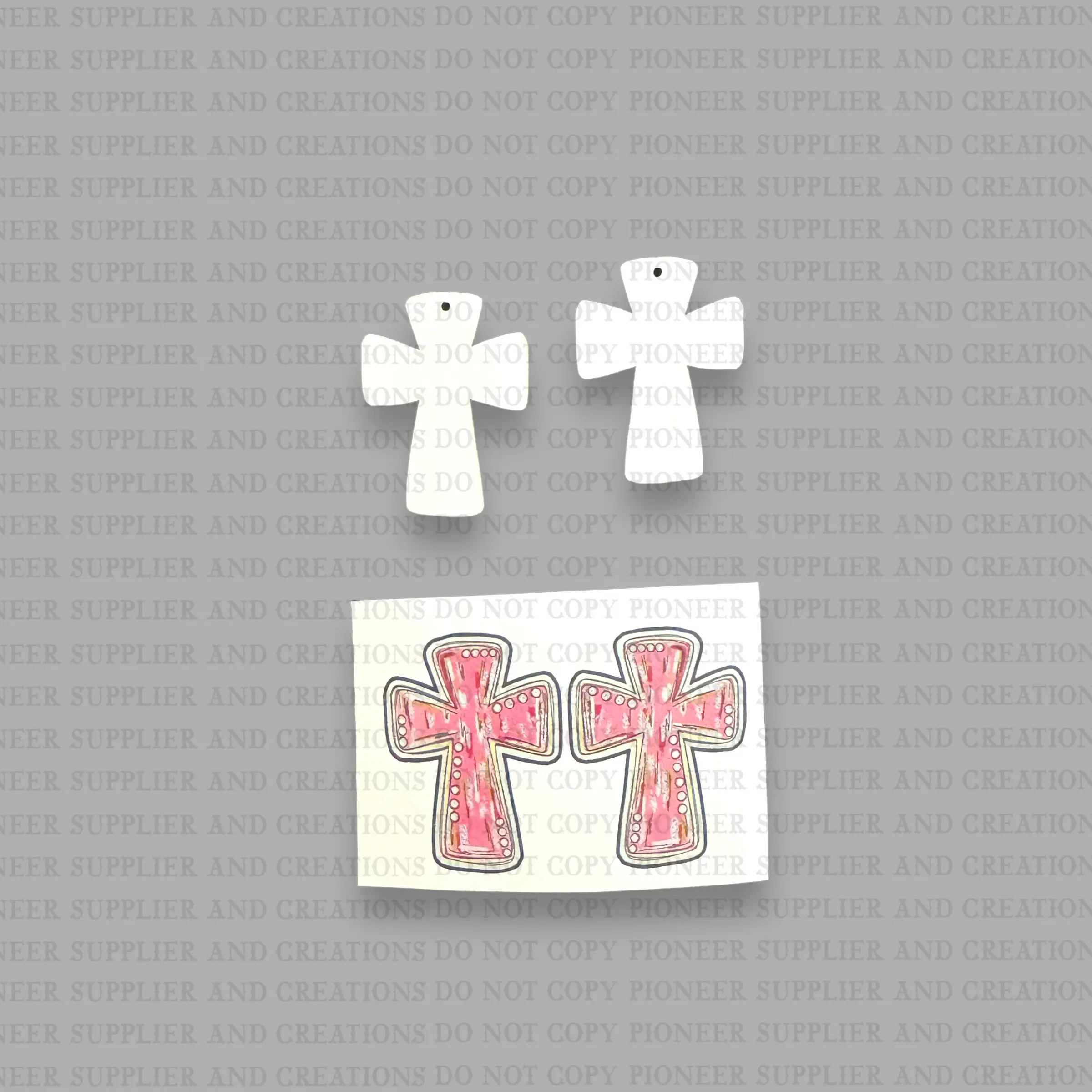 Pink Cross Earring Sublimation Blanks