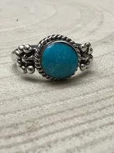 Suzanna Johnson Navajo Handmade Kingman Turquoise Ring