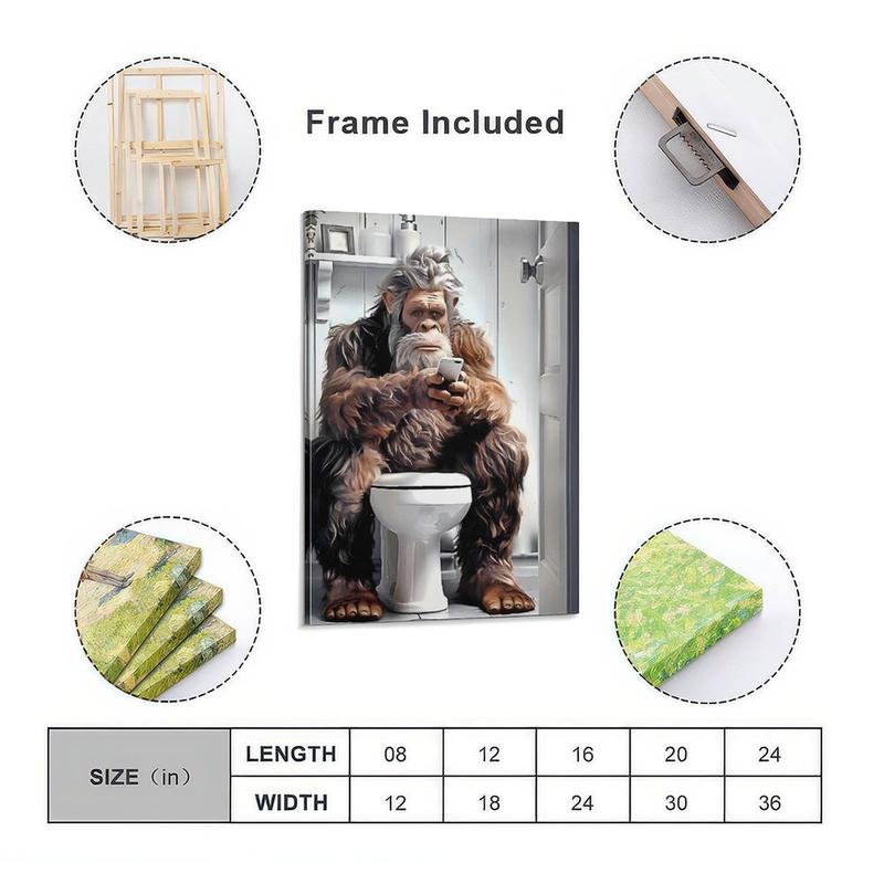 Funny Sasquatch Canvas Art Print Poster, Creative Design, Perfect for Home and Office Decoration, Bedroom/ living Room/ kitchen/ bathroom Wall Decoration Painting