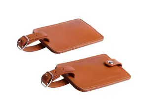 Luggage Bag Tags Leather Travel ID Labels Suitcase Name Tags with Snap
