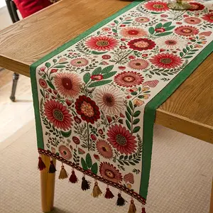 Embroidered tablecloth, in Bohemian style, suitable for decorating coffee tables, long tablecloth for tea tables, cabinet cover fabric, rich in colors, tablecloth