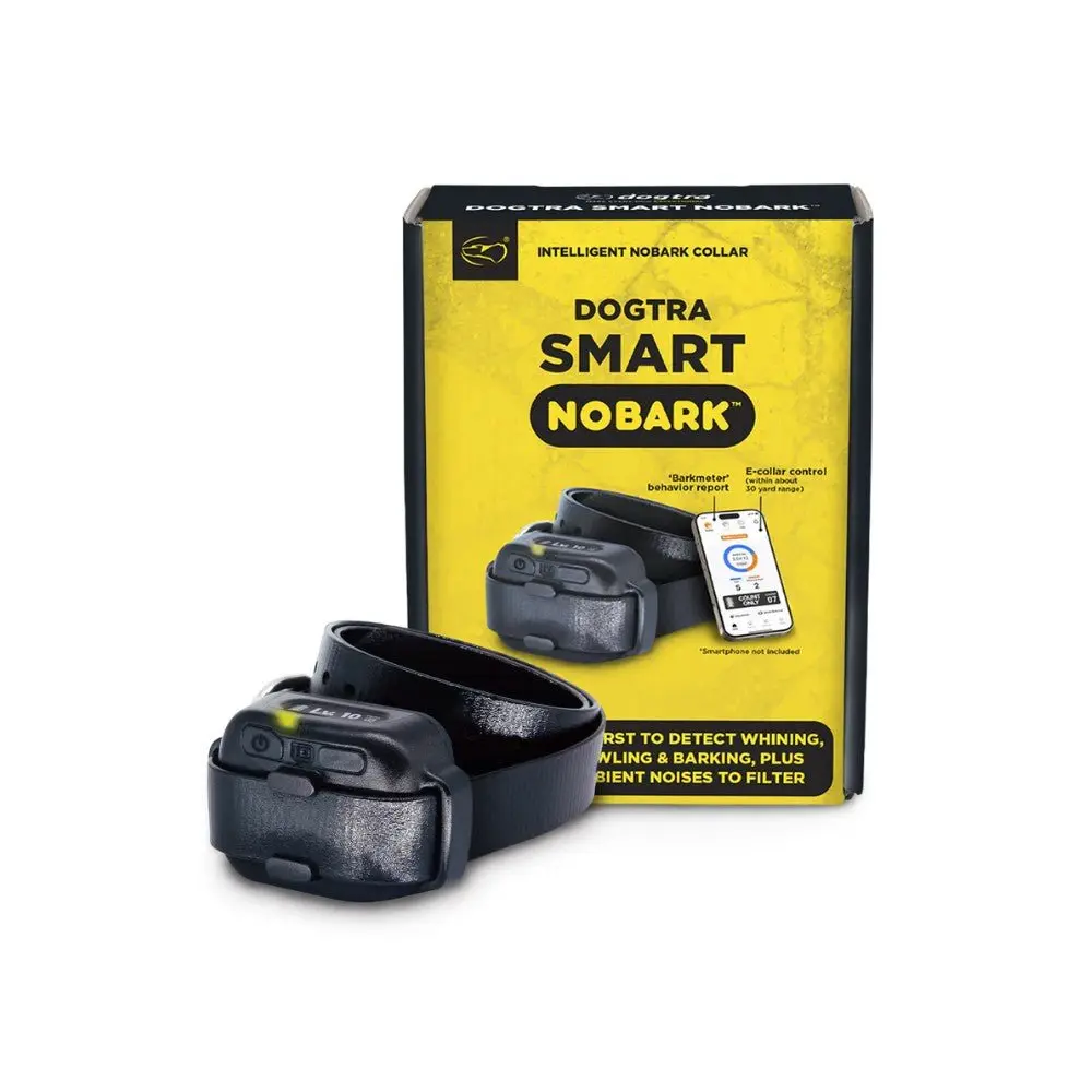 Dogtra - SMART NOBARK - No Bark Collar | Waterproof Dog E-Collar with App Controlled, 10 Stimulation Levels, Vibration Mode & Smart Bark Detection -  30 Yard Range for Small to Medium Dogs - Pet Behavior Training Aid for Home & Outdoor Use
