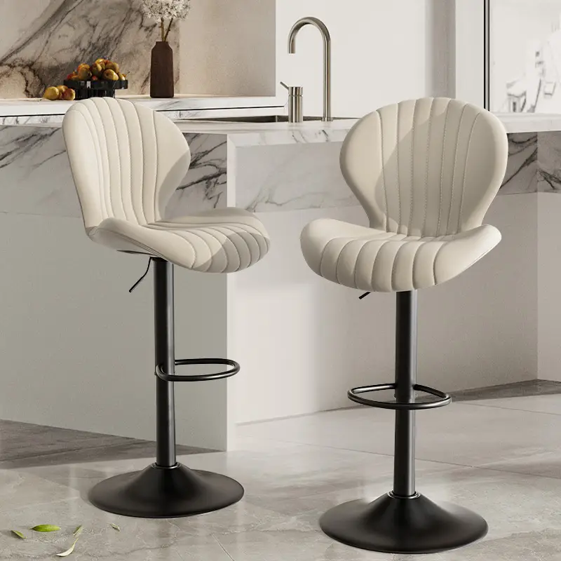 Bar Stools Set of 2 Modern Swivel Bar Chairs, Barstools Counter Height with High Backrest, Easy 3-5 Minute Assembly for Bar, Kitchen, Dining Room Beig
