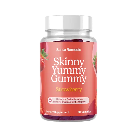 Santo Remedio, Entalla, Skinny Yummy Gummy, Nutritional Supplement, Gummy Fiber for Digestive Gut Support, 60 Fiber & Prebiotic Gummies, Strawberry Flavor, 30 Servings