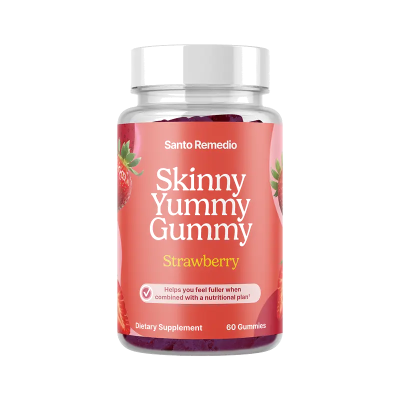 Santo Remedio, Entalla, Skinny Yummy Gummy, Nutritional Supplement, Gummy Fiber for Digestive Gut Support, 60 Fiber & Prebiotic Gummies, Strawberry Flavor, 30 Servings