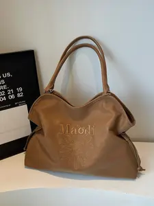 Women's Embroidered Drawstring Tote Bag, Vintage Large Capacity Daily Use Shoulder Bag, Fashion Floral Pattern Travel Crossbody Bag, Elegant Commuter Bag