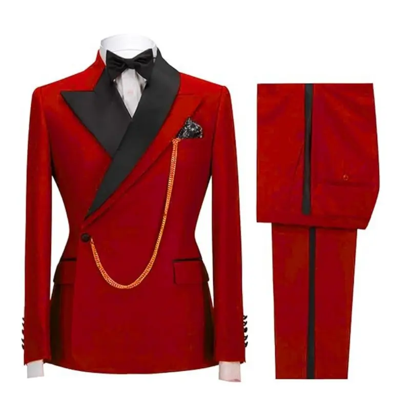 slim suit Wedding Rock Work Party Groomsman Graduation Dress Two-piece Suit Solid Color Jacket