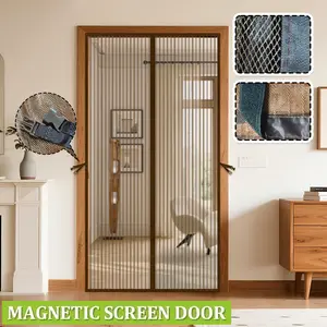 AIYYIPA Magnetic Screen Door, Easy Hands-Free Use, Fly Screen for Home Doors, Bug Mosquito Insect Protector, Durable Mesh Screen for Keeping Insects Out, Easy Installation, Suitable for Patio Bedroom Balcony Use, Ventilation Design, Bohemian Style