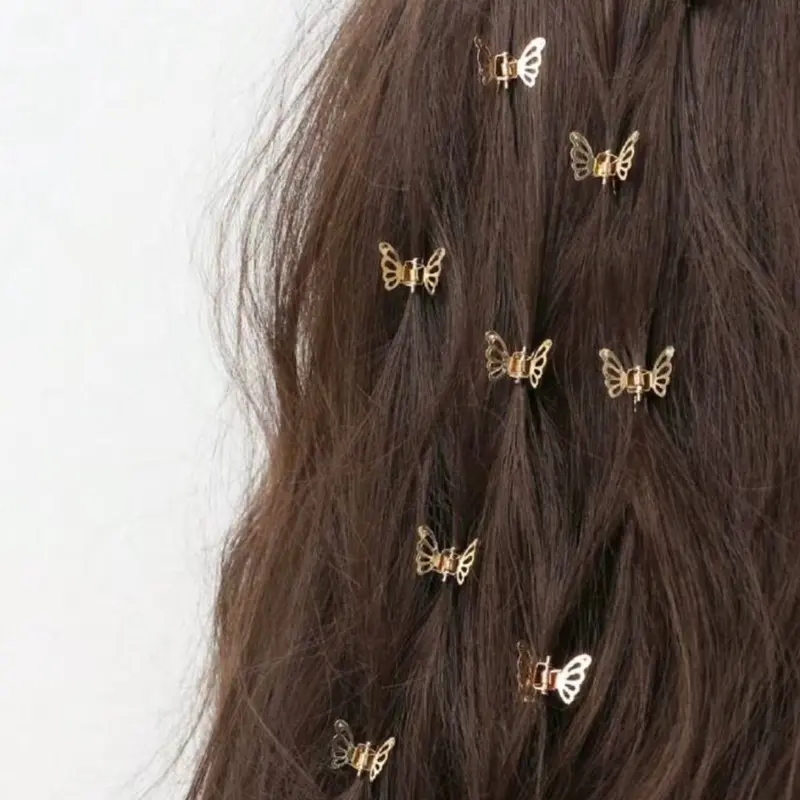 10 Piece Set Metal Butterfly Design Mini Hair Clips, Cute Girls Plain Side Bangs Accessories, Versatile Hair Decorations for All Seasons, Super Cute Clips, Hair Style Accessory