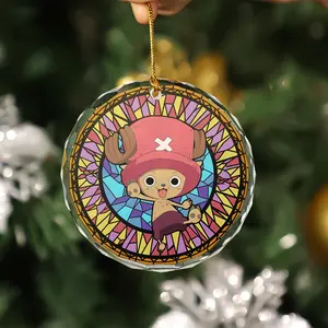 Personalized One Piece Chopper Glass Ornament, Christmas Tree Decoration, Decor Home, 2D Flat