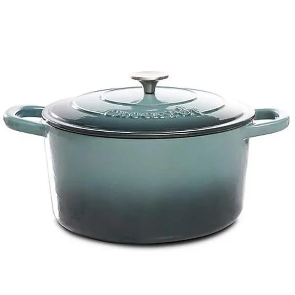 CrockPot Zesty Flavors 7 Quart Round Cast Iron Dutch Oven in Slate Grey