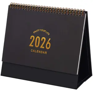 Desk Calendar 2026, Standing Flip Desktop Calendar from Now to Dec 2026 - Metal Ring Twin-Wire Binding Monthly Desktop Calendar with Stickers for Home Office School Office Organizer (9.9x8.7inch) Office Stationery Supplies