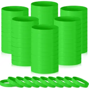 100 Pcs Plain Silicone Wristbands Bulk Blank Rubber Bracelets Unisex Party Game Supplies