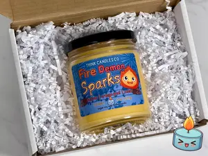 Fire Demon Sparks Candle | Hand Poured Vegan Wax Blend Candle | 9 oz, 4 oz, 2 oz Snap Bar