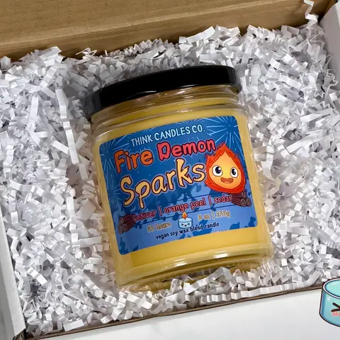 Fire Demon Sparks Candle | Hand Poured Vegan Wax Blend Candle | 9 oz, 4 oz, 2 oz Snap Bar