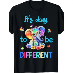 It's Okay To Be Different Autism Awareness Cute Elephant T Shirt Comfortable Trendy Streetwear For Men Women Perfect For Training Running And Everyday Wear