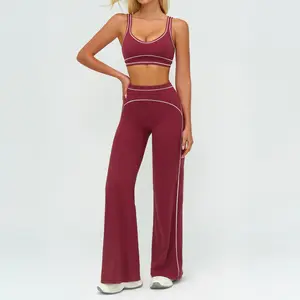 Women sporty H-Shaped Tracksuit set long sleeve crop top leggings set contrasting color grinding yoga set, shoulder straps, long sleeves, trousers, shorts, various combinations, high-end sports fitness clothes, women's running exercise suit