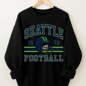 Winter outfit Seattle Football T-Shirts, Crewneck Sweatshirts & Pullover Hoodie, Seahawk Fan Gift, Retro Seattle Football Unisex ESGE3
