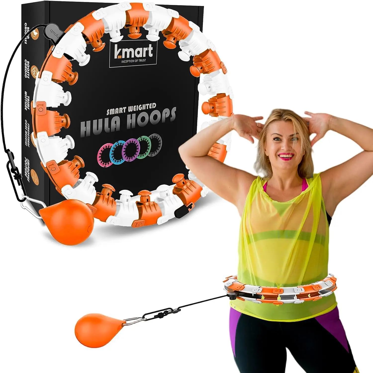 Smart Hula Ring Hoops, Weighted Hula Circle 24 Detachable Fitness Ring