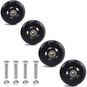 3" x 1" 4 count Chair Caster Wheels 3 Inch PU Caster Wheels Just Wheel, 1 inch Width, 75mm Plate Casters, Roller Wheel with Bearing Office Chair Wheels Storage Cart Rolling Cart