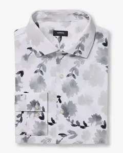 Express Slim Floral Spread Collar Stretch Modern Tech 1MX Dress Shirt